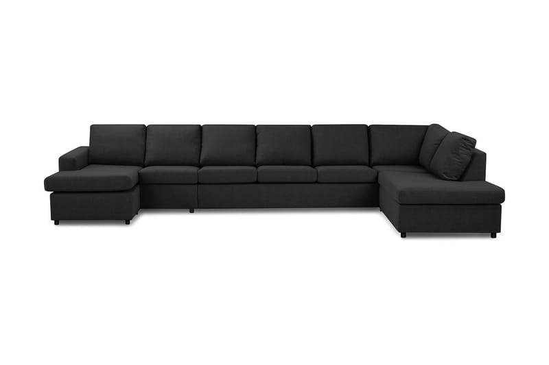 Crazy 6-seters Høyrevendt U-formet XX-Large Sofa med Divan og Sjeselong i Stoff - Antrasitt - Møbler - Sofaer - U-sofa