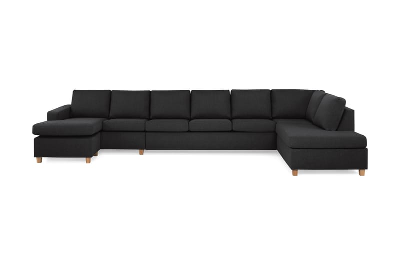 Crazy 6-seters Høyrevendt U-formet XX-Large Sofa med Divan og Sjeselong i Stoff - Antrasitt - Møbler - Sofaer - U-sofa