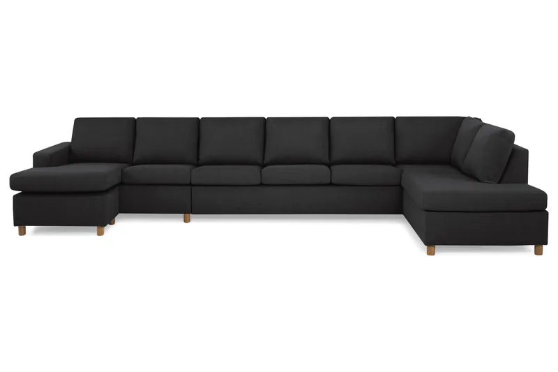 Crazy 6-seters Høyrevendt U-formet XX-Large Sofa med Divan og Sjeselong i Stoff - Antrasitt - Møbler - Sofaer - U-sofa
