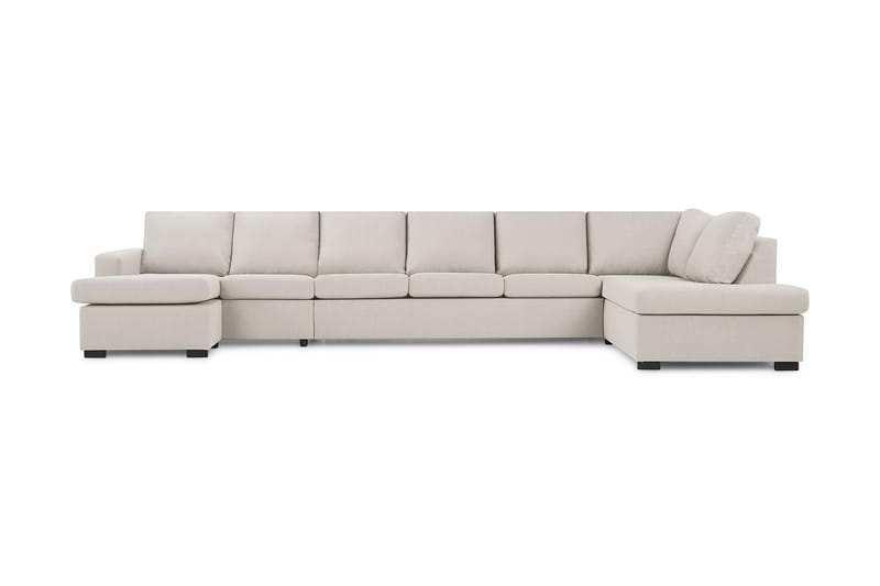 Crazy 6-seters Høyrevendt U-formet XX-Large Sofa med Divan og Sjeselong i Stoff - Beige - Møbler - Sofaer - U-sofa