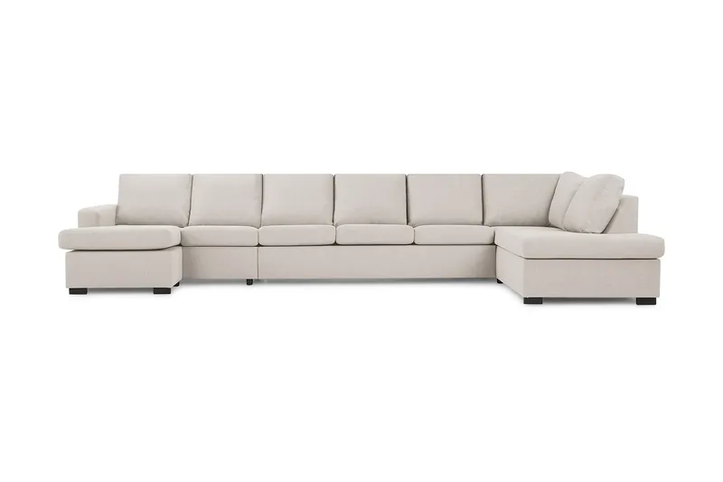 Crazy 6-seters Høyrevendt U-formet XX-Large Sofa med Divan og Sjeselong i Stoff, Beige
