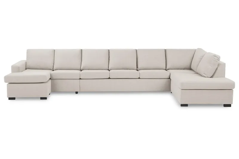 Crazy 6-seters Høyrevendt U-formet XX-Large Sofa med Divan og Sjeselong i Stoff - Beige - Møbler - Sofaer - U-sofa
