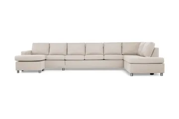 Crazy 6-seters Høyrevendt U-formet XX-Large Sofa med Divan og Sjeselong i Stoff