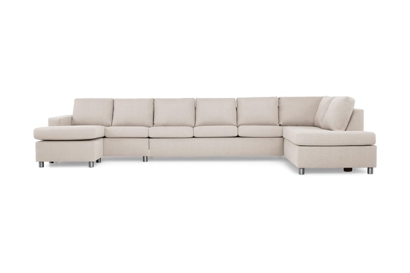 Crazy 6-seters Høyrevendt U-formet XX-Large Sofa med Divan og Sjeselong i Stoff - Beige - Møbler - Sofaer - U-sofa