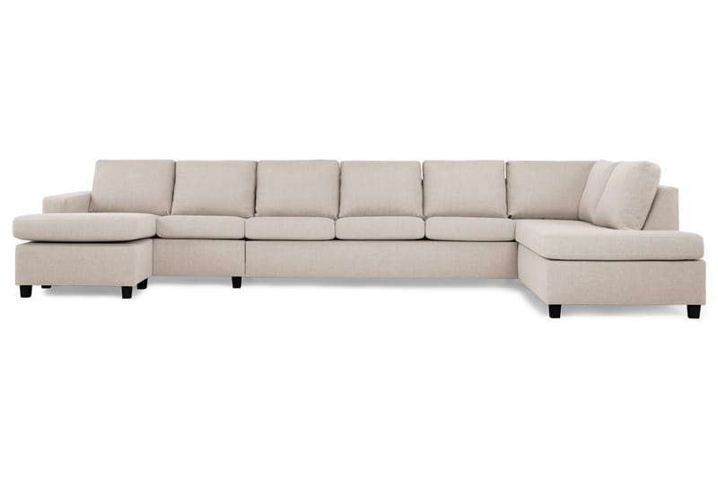 Crazy 6-seters Høyrevendt U-formet XX-Large Sofa med Divan og Sjeselong i Stoff - Beige - Møbler - Sofaer - U-sofa