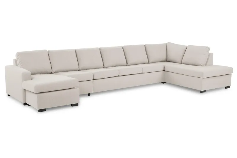 Crazy 6-seters Høyrevendt U-formet XX-Large Sofa med Divan og Sjeselong i Stoff - Beige - Møbler - Sofaer - U-sofa