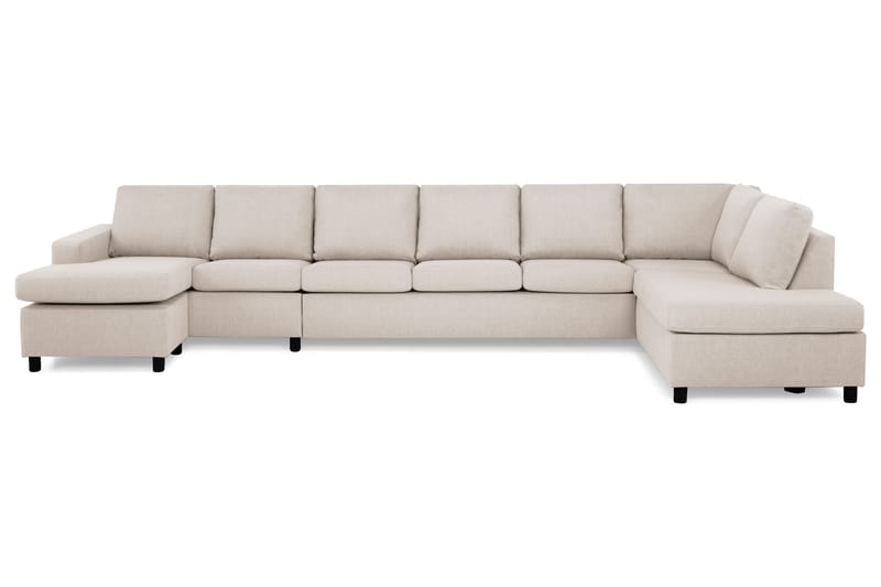 Crazy 6-seters Høyrevendt U-formet XX-Large Sofa med Divan og Sjeselong i Stoff - Beige - Møbler - Sofaer - U-sofa