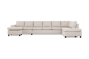 Crazy 6-seters Høyrevendt U-formet XX-Large Sofa med Divan og Sjeselong i Stoff