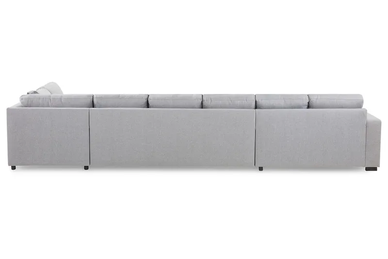 Crazy 6-seters Høyrevendt U-formet XX-Large Sofa med Divan og Sjeselong i Stoff - Grå - Møbler - Sofaer - U-sofa