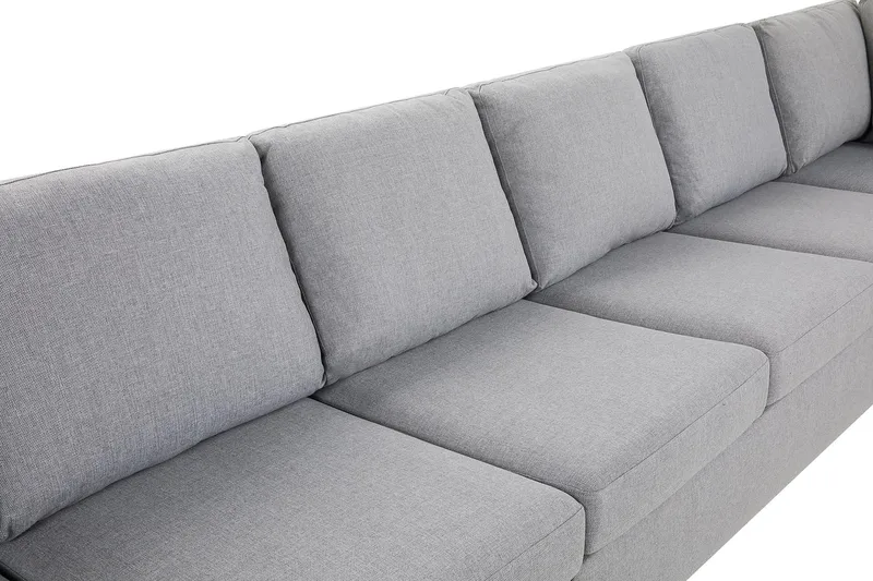 Crazy 6-seters Høyrevendt U-formet XX-Large Sofa med Divan og Sjeselong i Stoff - Grå - Møbler - Sofaer - U-sofa