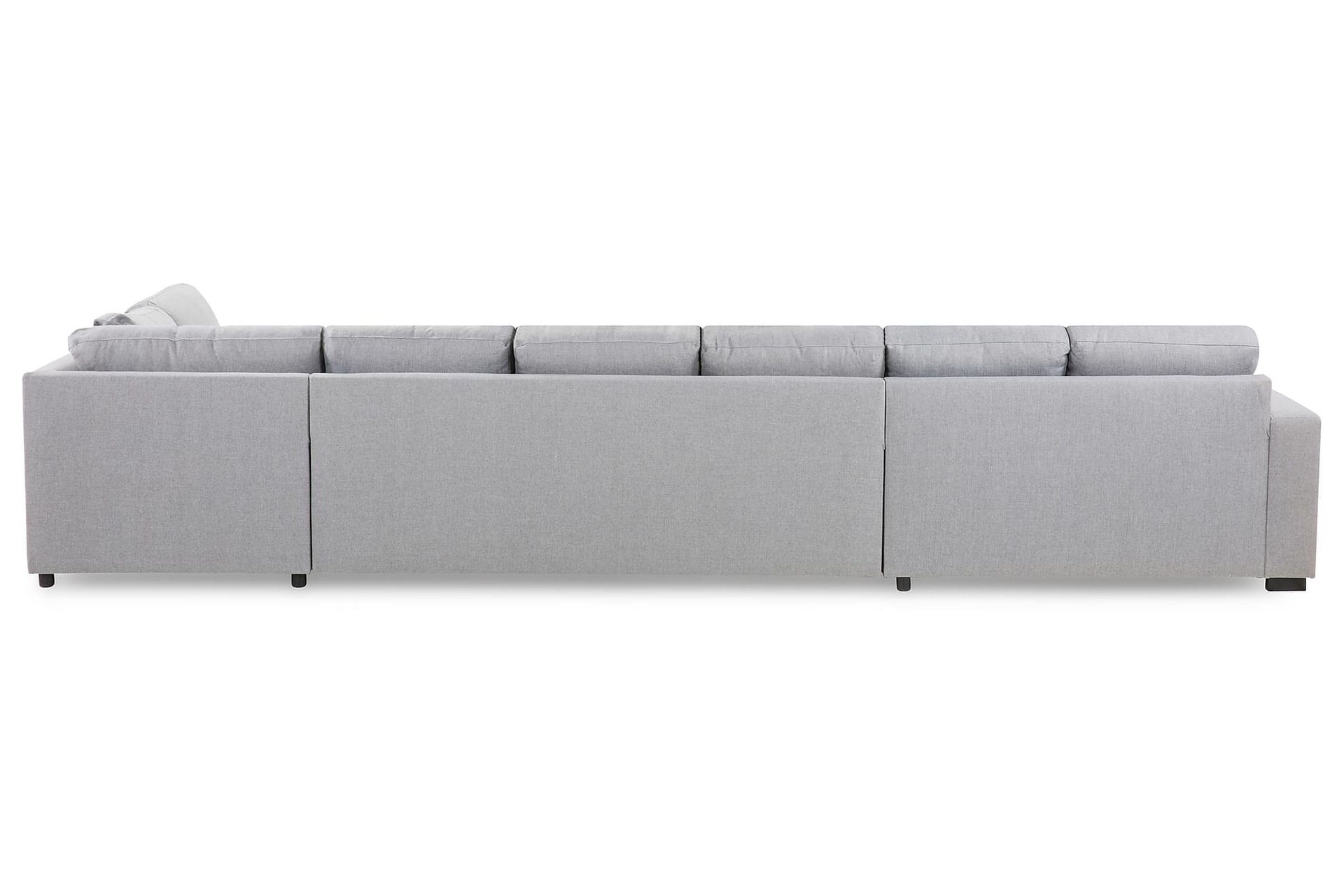 Crazy 6-seters Høyrevendt U-formet XX-Large Sofa med Divan og Sjeselong i Stoff - Grå - Møbler - Sofaer - U-sofa