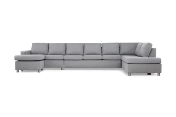 Crazy 6-seters Høyrevendt U-formet XX-Large Sofa med Divan og Sjeselong i Stoff