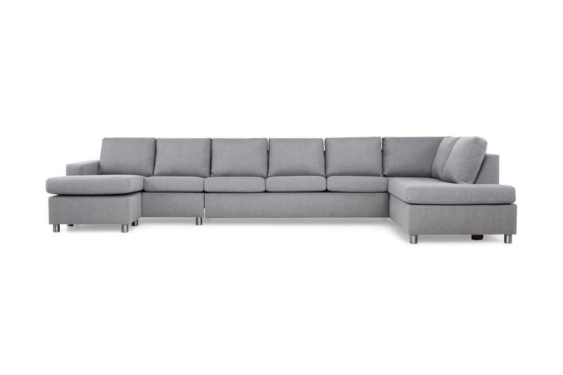 Crazy 6-seters Høyrevendt U-formet XX-Large Sofa med Divan og Sjeselong i Stoff - Grå - Møbler - Sofaer - U-sofa