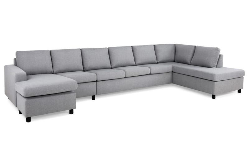 Crazy 6-seters Høyrevendt U-formet XX-Large Sofa med Divan og Sjeselong i Stoff - Grå - Møbler - Sofaer - U-sofa