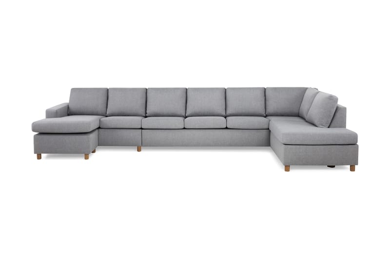 Crazy 6-seters Høyrevendt U-formet XX-Large Sofa med Divan og Sjeselong i Stoff - Grå - Møbler - Sofaer - U-sofa