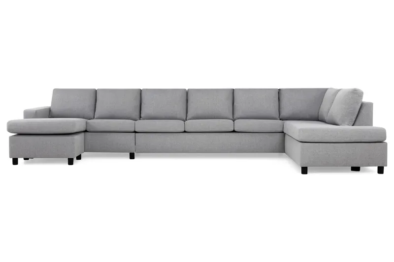 Crazy 6-seters Høyrevendt U-formet XX-Large Sofa med Divan og Sjeselong i Stoff - Grå - Møbler - Sofaer - U-sofa