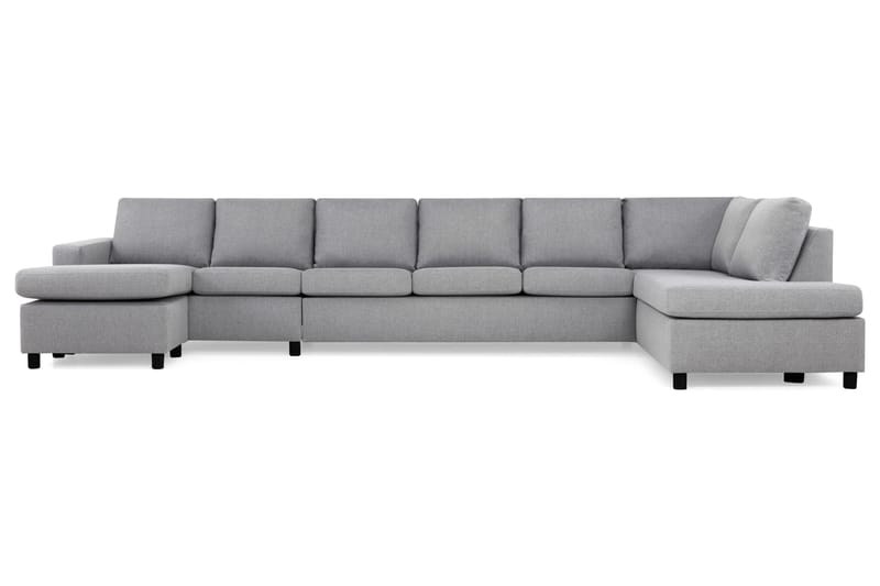 Crazy 6-seters Høyrevendt U-formet XX-Large Sofa med Divan og Sjeselong i Stoff - Grå - Møbler - Sofaer - U-sofa