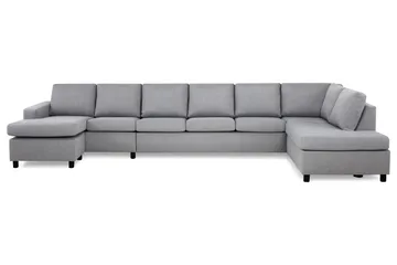 Crazy 6-seters Høyrevendt U-formet XX-Large Sofa med Divan og Sjeselong i Stoff