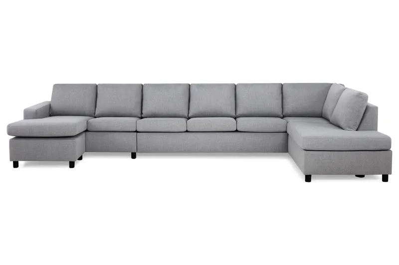 Crazy 6-seters Høyrevendt U-formet XX-Large Sofa med Divan og Sjeselong i Stoff - Grå - Møbler - Sofaer - U-sofa