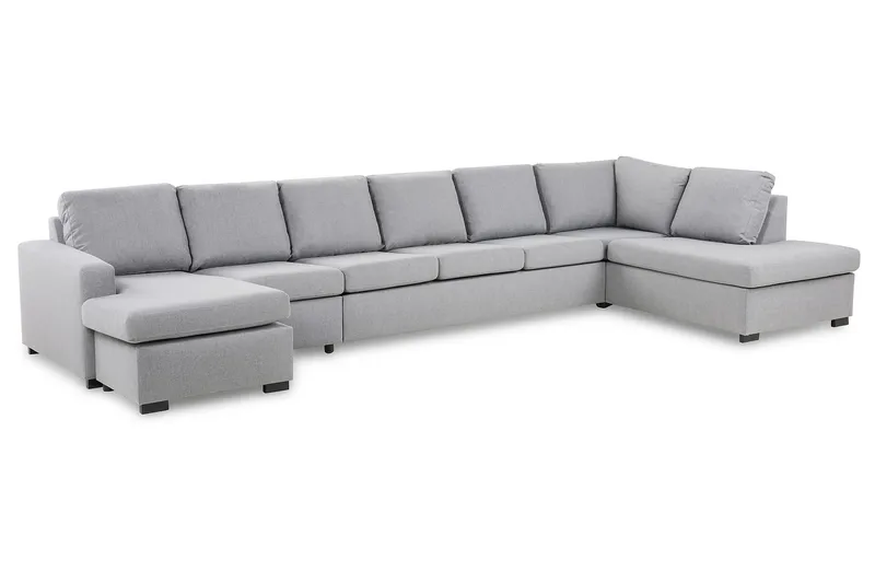 Crazy 6-seters Høyrevendt U-formet XX-Large Sofa med Divan og Sjeselong i Stoff - Grå - Møbler - Sofaer - U-sofa