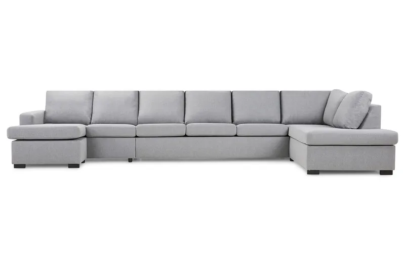 Crazy 6-seters Høyrevendt U-formet XX-Large Sofa med Divan og Sjeselong i Stoff - Grå - Møbler - Sofaer - U-sofa