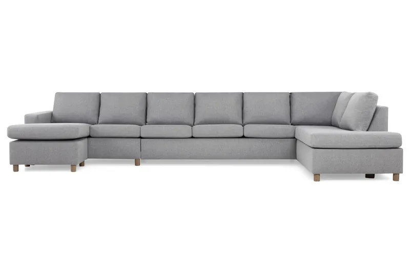 Crazy 6-seters Høyrevendt U-formet XX-Large Sofa med Divan og Sjeselong i Stoff - Grå - Møbler - Sofaer - U-sofa