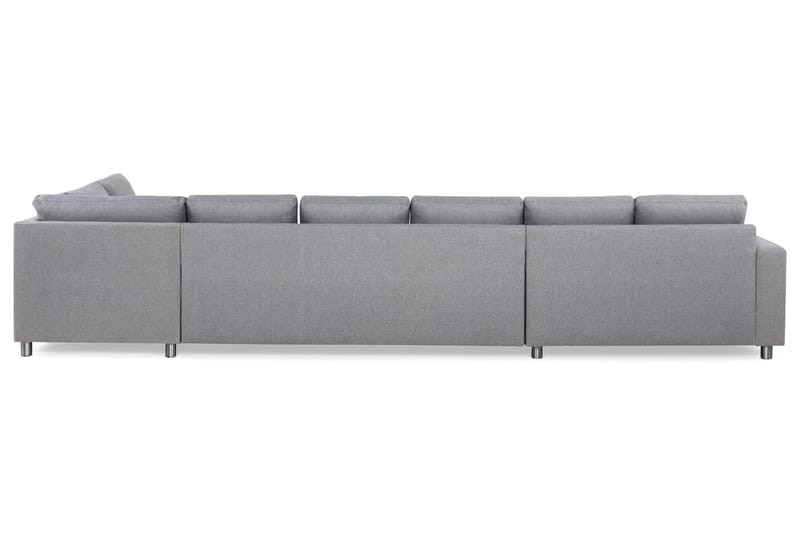 Crazy 6-seters Høyrevendt U-formet XX-Large Sofa med Divan og Sjeselong i Stoff - Grå - Møbler - Sofaer - U-sofa