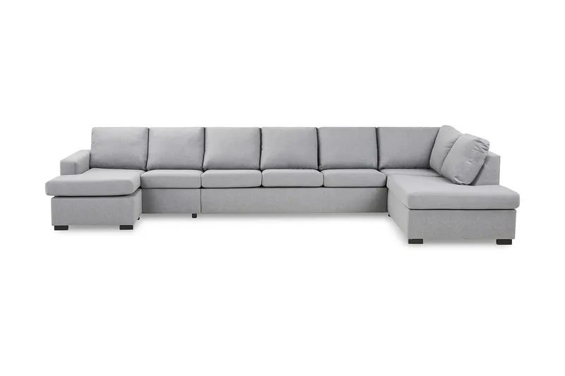 Crazy 6-seters Høyrevendt U-formet XX-Large Sofa med Divan og Sjeselong i Stoff - Grå - Møbler - Sofaer - U-sofa