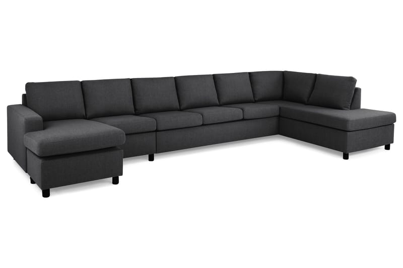 Crazy 6-seters Høyrevendt U-formet XX-Large Sofa med Divan og Sjeselong i Stoff - Mørk grå - Møbler - Sofaer - U-sofa