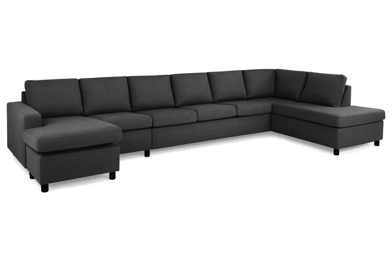 Crazy 6-seters Høyrevendt U-formet XX-Large Sofa med Divan og Sjeselong i Stoff - Mørk grå - Møbler - Sofaer - U-sofa