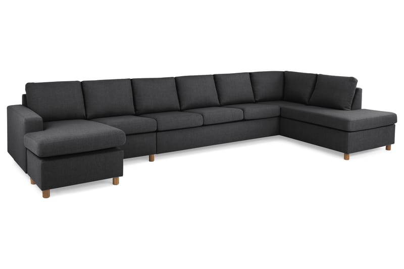 Crazy 6-seters Høyrevendt U-formet XX-Large Sofa med Divan og Sjeselong i Stoff - Mørk grå - Møbler - Sofaer - U-sofa