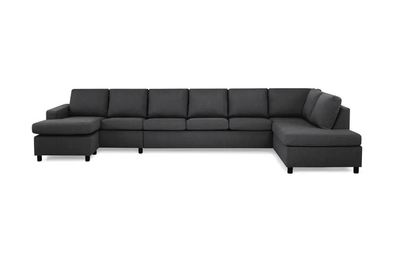 Crazy 6-seters Høyrevendt U-formet XX-Large Sofa med Divan og Sjeselong i Stoff - Mørk grå - Møbler - Sofaer - U-sofa