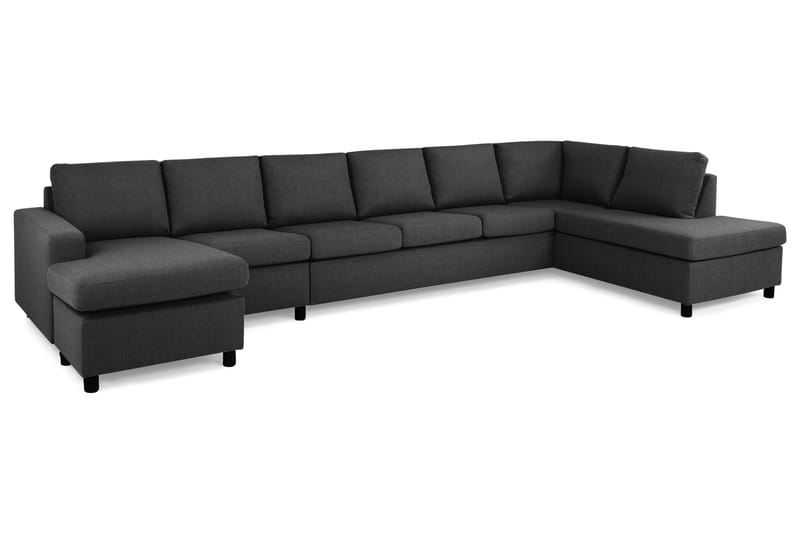 Crazy 6-seters Høyrevendt U-formet XX-Large Sofa med Divan og Sjeselong i Stoff - Mørk grå - Møbler - Sofaer - Skinnsofaer