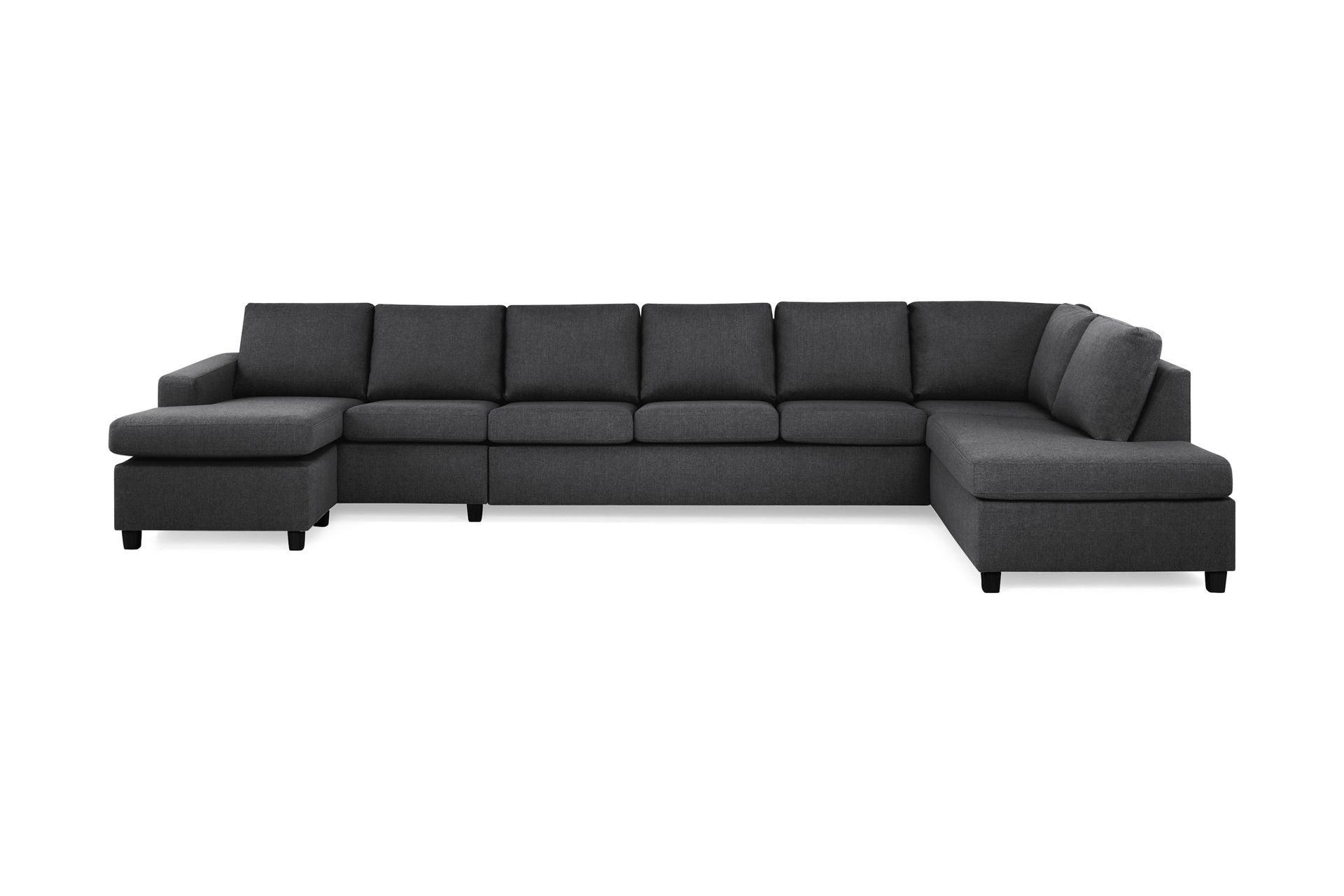 Crazy 6-seters Høyrevendt U-formet XX-Large Sofa med Divan og Sjeselong i Stoff - Mørk grå - Møbler - Sofaer - U-sofa