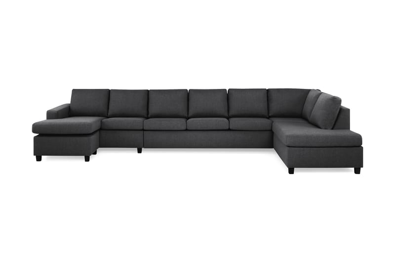 Crazy 6-seters Høyrevendt U-formet XX-Large Sofa med Divan og Sjeselong i Stoff - Mørk grå - Møbler - Sofaer - U-sofa