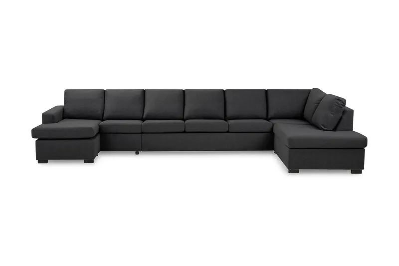 Crazy 6-seters Høyrevendt U-formet XX-Large Sofa med Divan og Sjeselong i Stoff - Mørk grå - Møbler - Sofaer - U-sofa