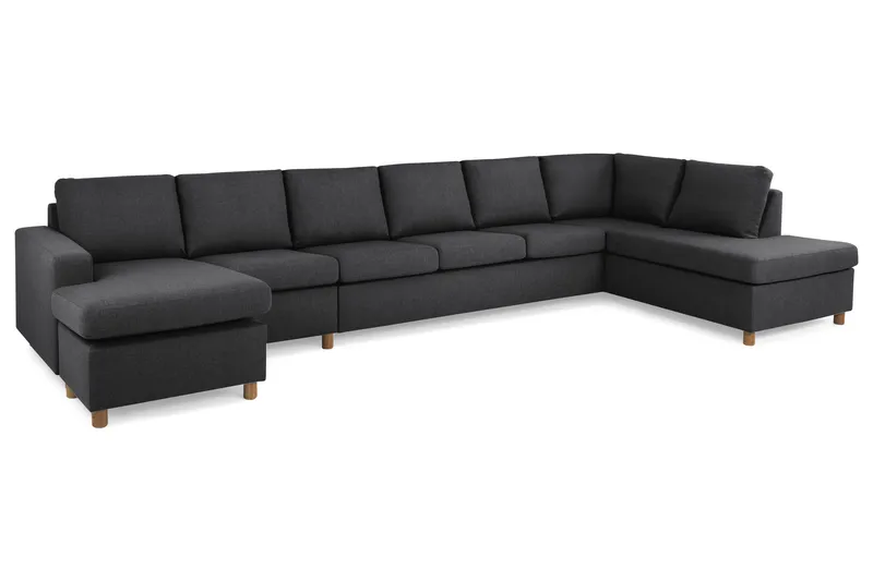 Crazy 6-seters Høyrevendt U-formet XX-Large Sofa med Divan og Sjeselong i Stoff - Mørk grå - Møbler - Sofaer - U-sofa