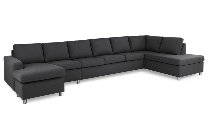Crazy 6-seters Høyrevendt U-formet XX-Large Sofa med Divan og Sjeselong i Stoff - Mørk grå - Møbler - Sofaer - U-sofa