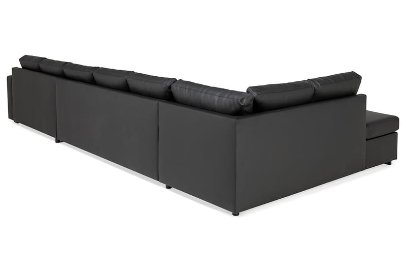 Crazy 6-seters Venstrevendt U-formet XX-Large Sofa med Divan og Sjeselong i Kunstlær - Svart - Møbler - Sofaer - U-sofa
