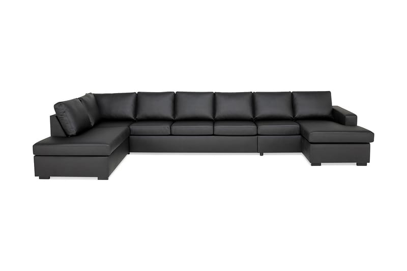 Crazy 6-seters Venstrevendt U-formet XX-Large Sofa med Divan og Sjeselong i Kunstlær - Svart - Møbler - Sofaer - U-sofa