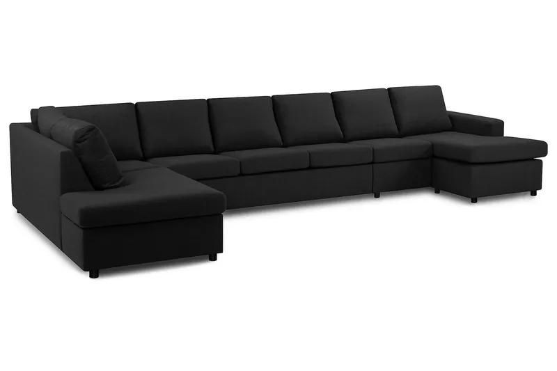 Crazy 6-seters Venstrevendt U-formet XX-Large Sofa med Divan og Sjeselong i Stoff - Antrasitt - Møbler - Sofaer - U-sofa