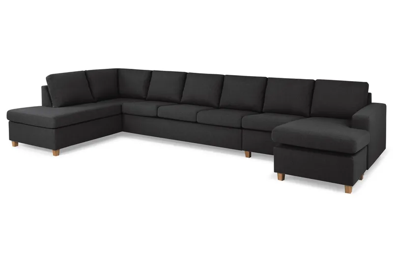Crazy 6-seters Venstrevendt U-formet XX-Large Sofa med Divan og Sjeselong i Stoff - Antrasitt - Møbler - Sofaer - U-sofa