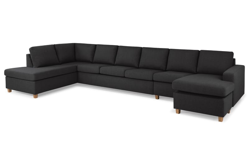 Crazy 6-seters Venstrevendt U-formet XX-Large Sofa med Divan og Sjeselong i Stoff - Antrasitt - Møbler - Sofaer - U-sofa