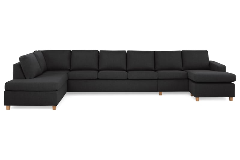 Crazy 6-seters Venstrevendt U-formet XX-Large Sofa med Divan og Sjeselong i Stoff - Antrasitt - Møbler - Sofaer - U-sofa