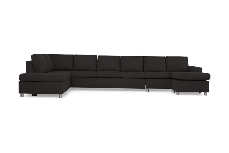 Crazy 6-seters Venstrevendt U-formet XX-Large Sofa med Divan og Sjeselong i Stoff - Antrasitt - Møbler - Sofaer - U-sofa