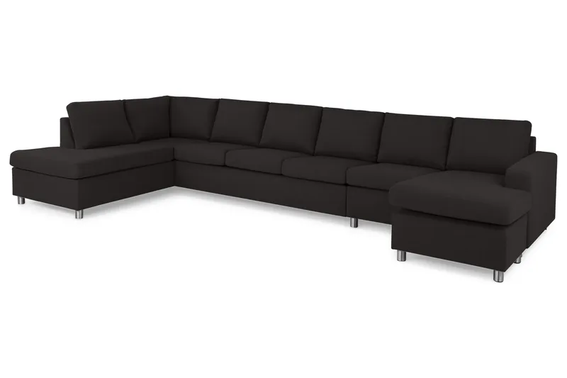 Crazy 6-seters Venstrevendt U-formet XX-Large Sofa med Divan og Sjeselong i Stoff - Antrasitt - Møbler - Sofaer - U-sofa