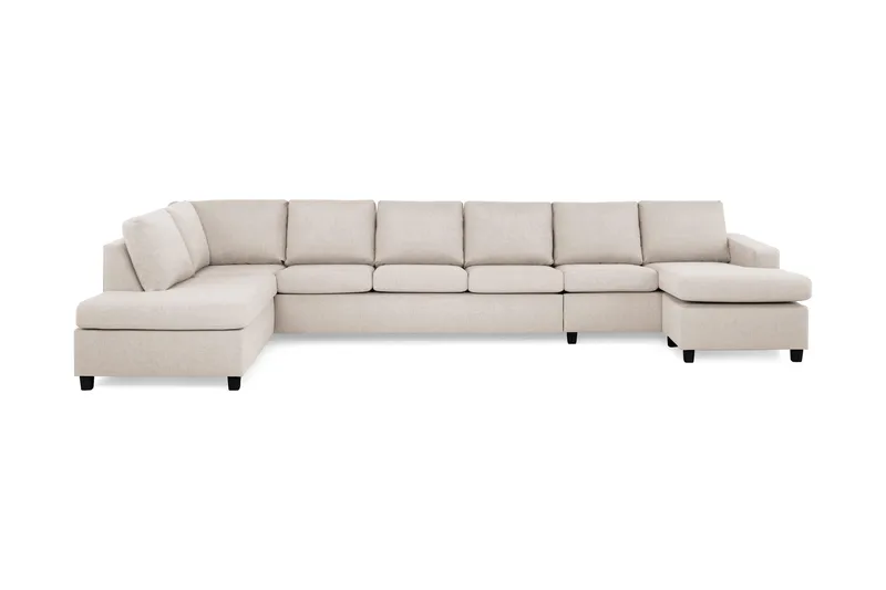 Crazy 6-seters Venstrevendt U-formet XX-Large Sofa med Divan og Sjeselong i Stoff - Beige - Møbler - Sofaer - U-sofa