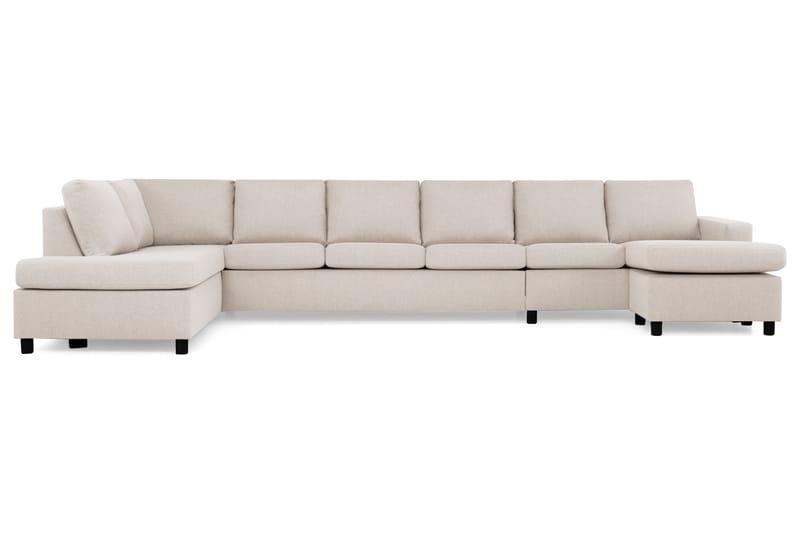 Crazy 6-seters Venstrevendt U-formet XX-Large Sofa med Divan og Sjeselong i Stoff - Beige - Møbler - Sofaer - U-sofa