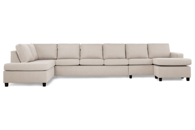 Crazy 6-seters Venstrevendt U-formet XX-Large Sofa med Divan og Sjeselong i Stoff - Beige - Møbler - Sofaer - Skinnsofaer