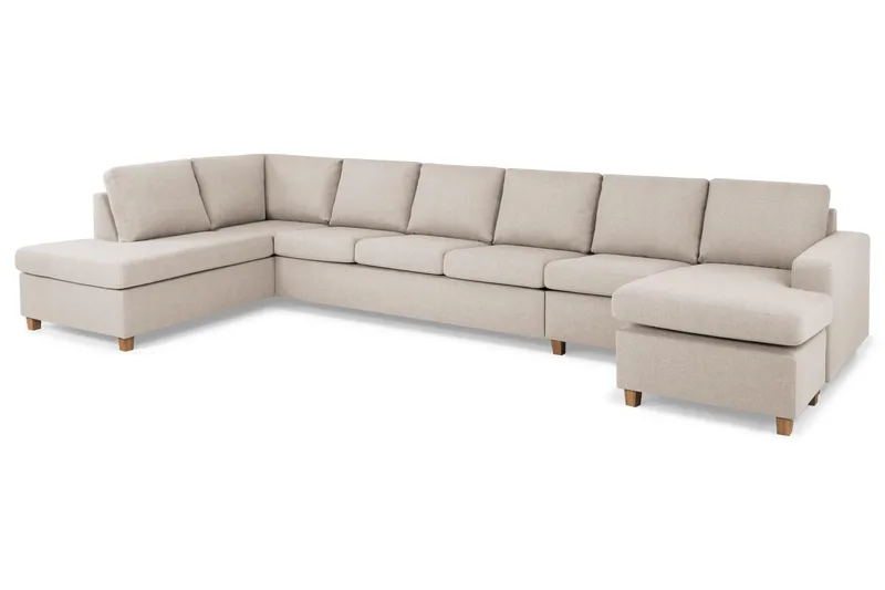 Crazy 6-seters Venstrevendt U-formet XX-Large Sofa med Divan og Sjeselong i Stoff - Beige - Møbler - Sofaer - U-sofa
